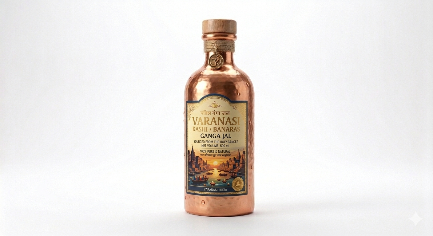 Pure Gangajal — Varanasi Ghat Copper Bottle  (500ml)